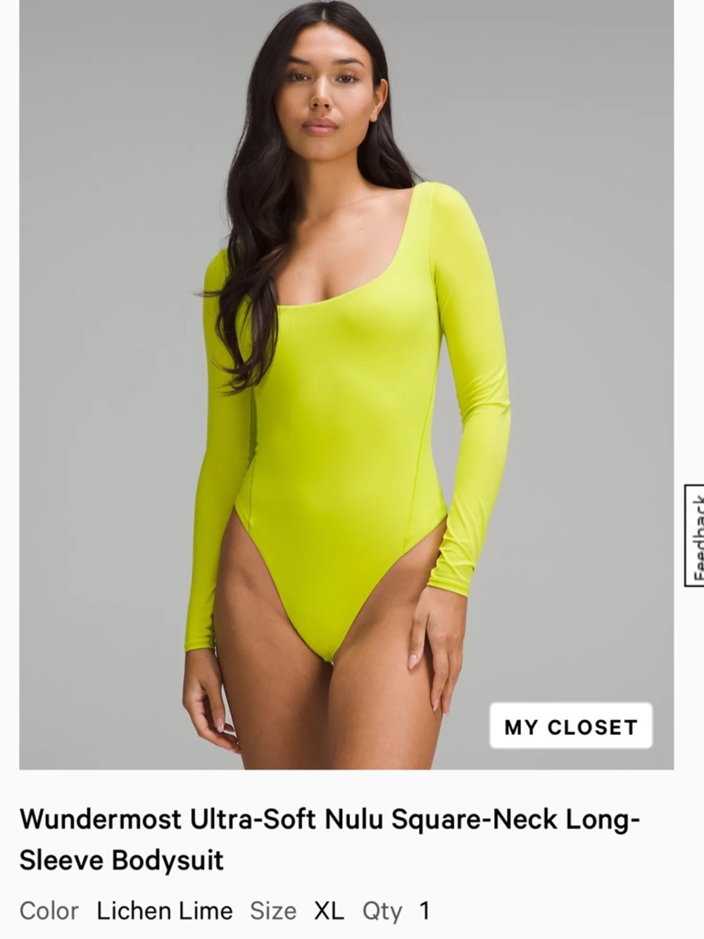 lululemon athletica wunder under Neon Lime Long-Sleeve Bodysuit